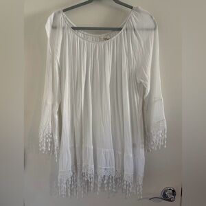Krazy Kat White Boho Tunic with Lace Details